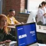Entrepreneur planning business growth with funding strategy chart