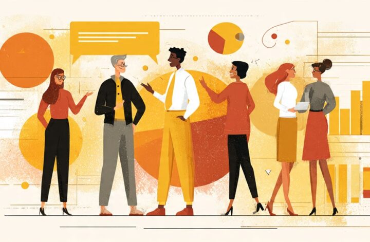 Nonprofit staff and diverse donors collaborating, providing feedback, and reviewing fundraising goals, symbolizing transparency, trust, and impactful fundraising.